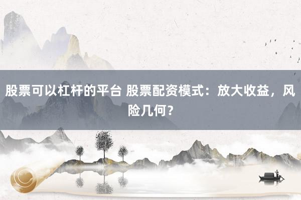 股票可以杠杆的平台 股票配资模式：放大收益，风险几何？