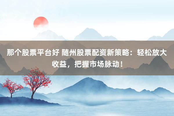 那个股票平台好 随州股票配资新策略:轻松放大收益,把握市场脉动!