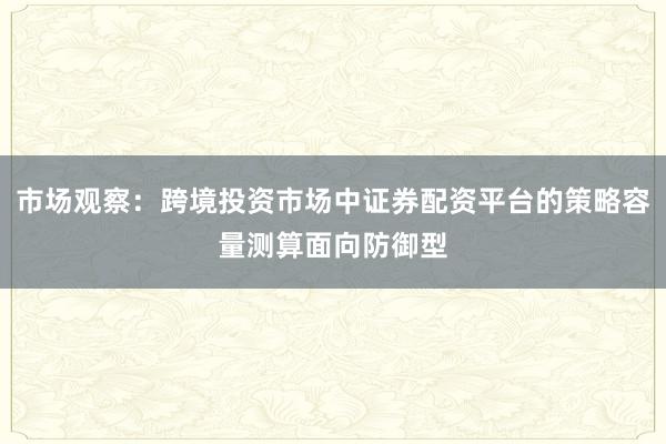 市场观察:跨境投资市场中证券配资平台的策略容量测算面向防御型