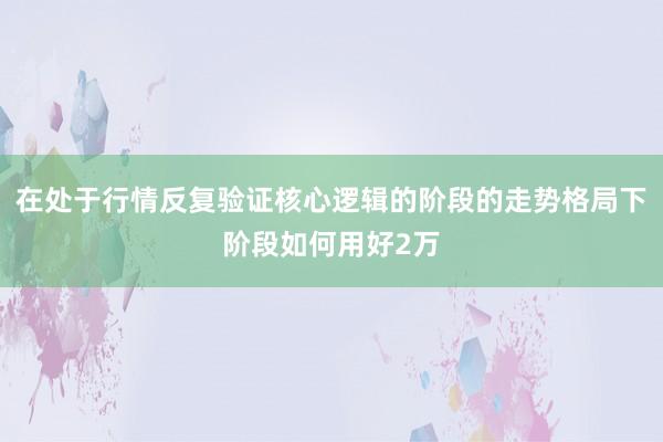 在处于行情反复验证核心逻辑的阶段的走势格局下阶段如何用好2万