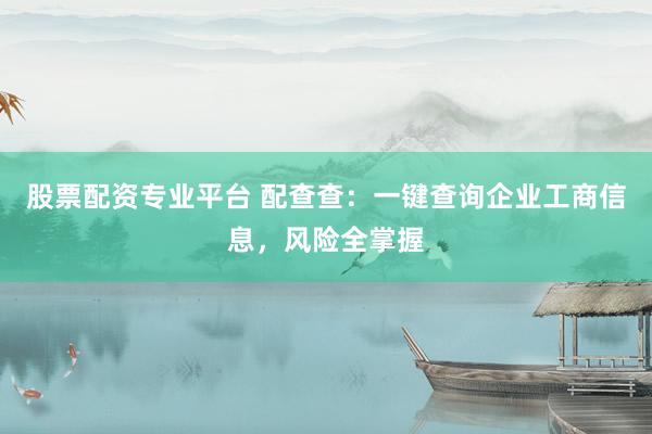 股票配资专业平台 配查查：一键查询企业工商信息，风险全掌握